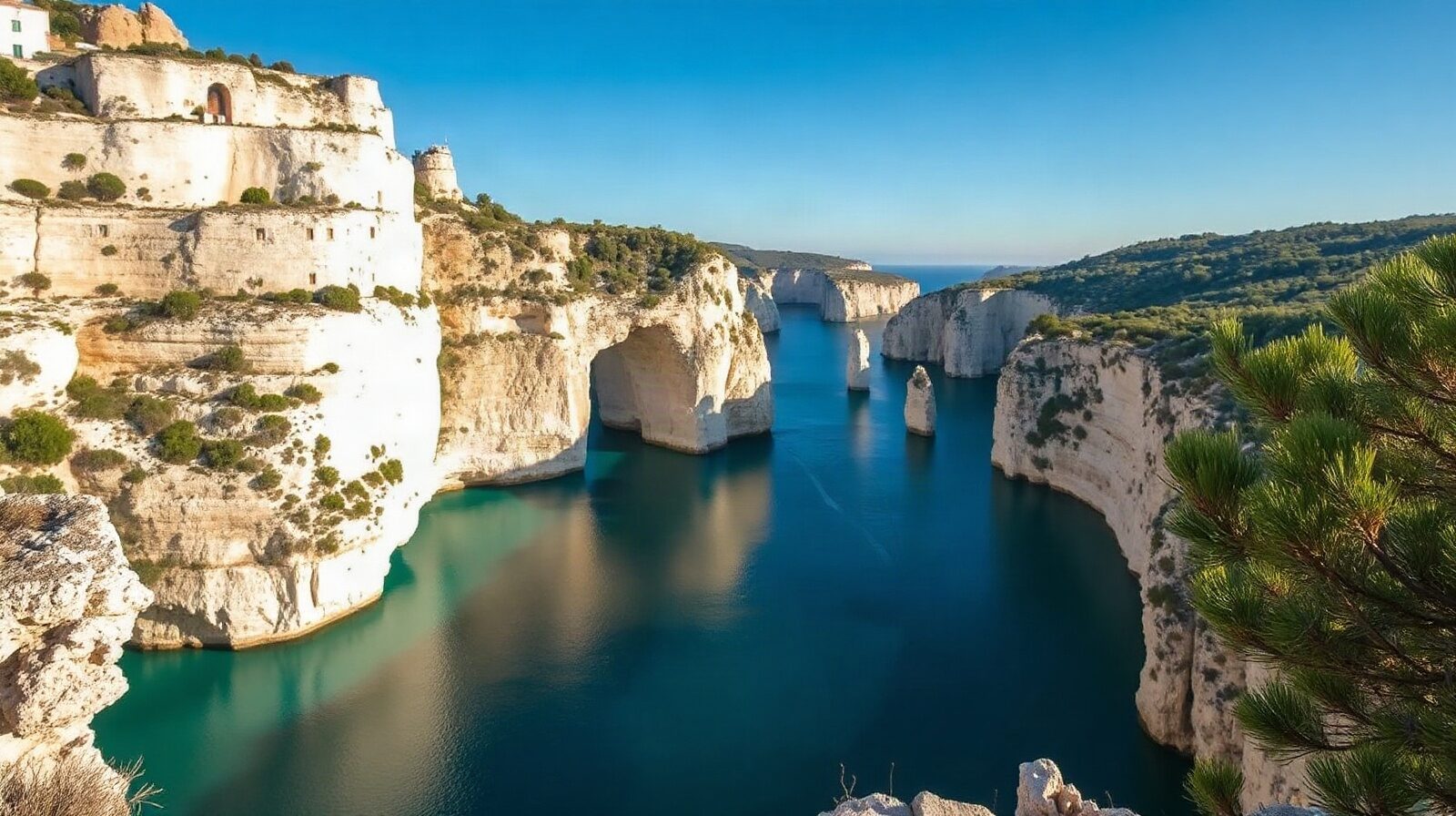 Une calanque de calcaire blanc entre Marseille et Cassis, vue depuis le sentier du massif