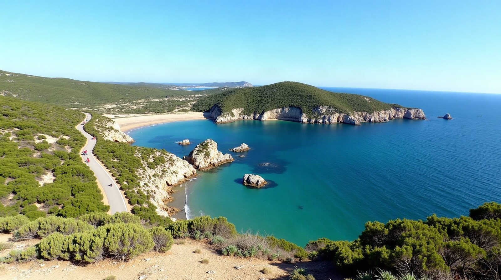 Sentier caillouteux surplombant la calanque de Port-Miou et ses falaises calcaires