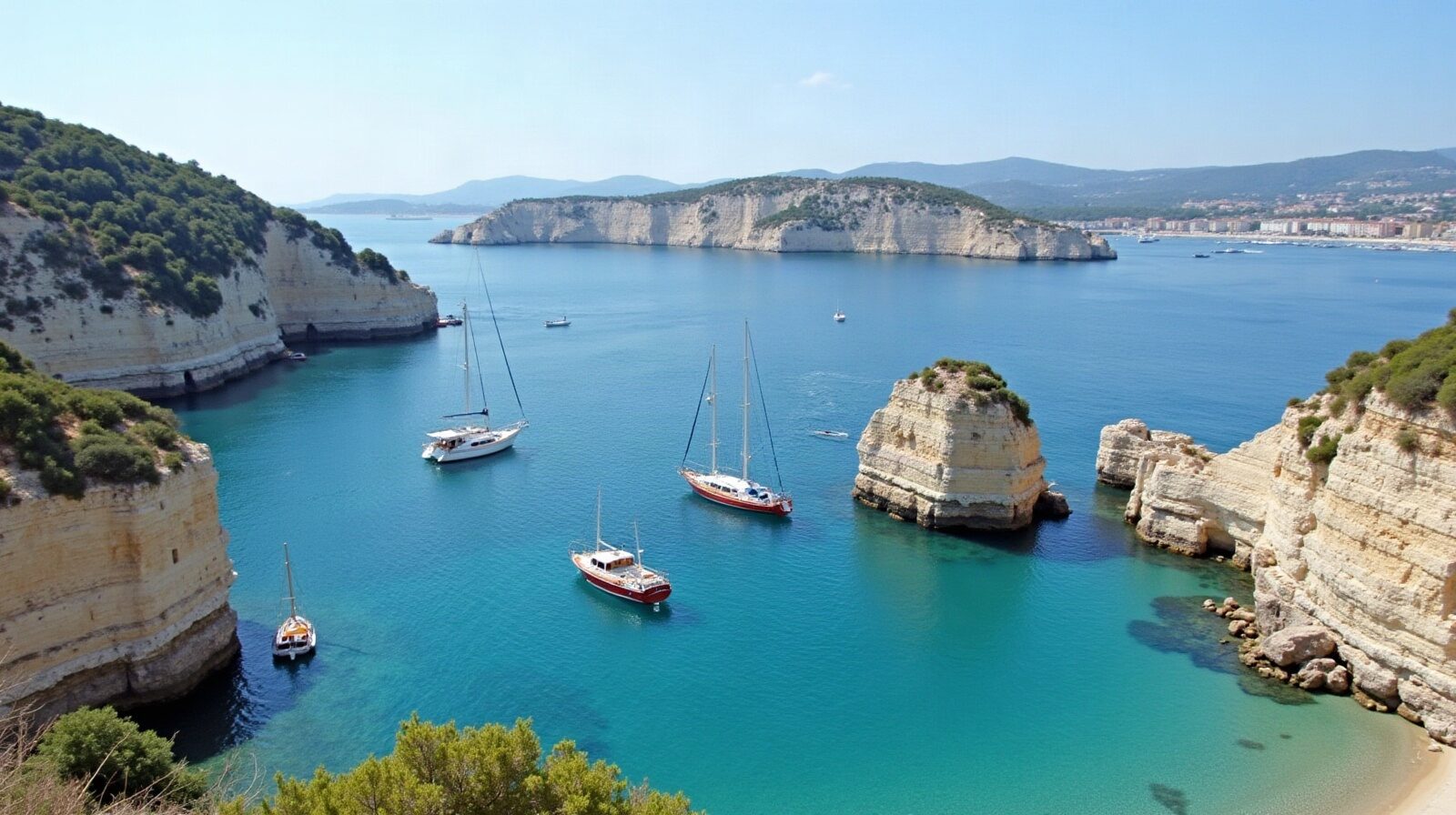 Le port de Cassis et ses falaises vus depuis le sentier côtier